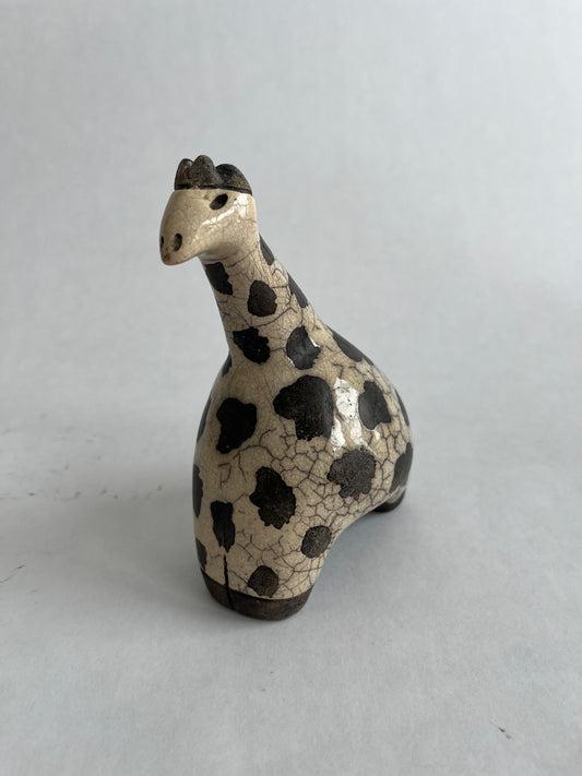 Reserved Listing - Studio Pottery Vase, MC Giraffe, Wood Footed Pedestal