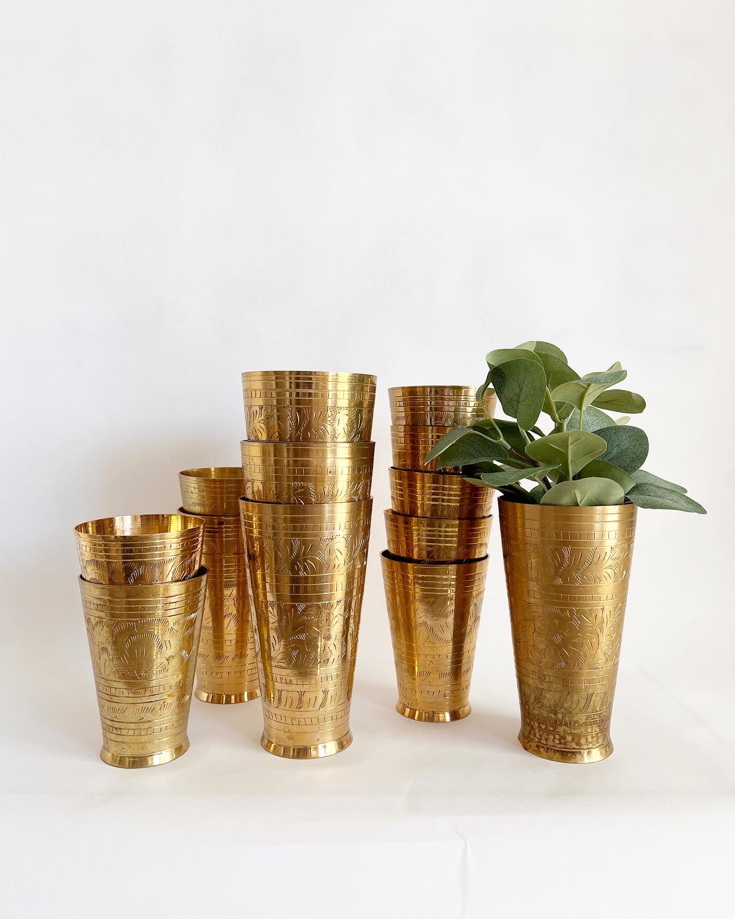 Etched Brass Vase