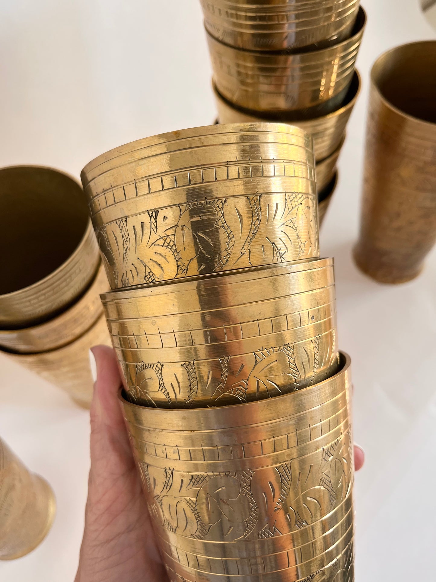 Etched Brass Vase