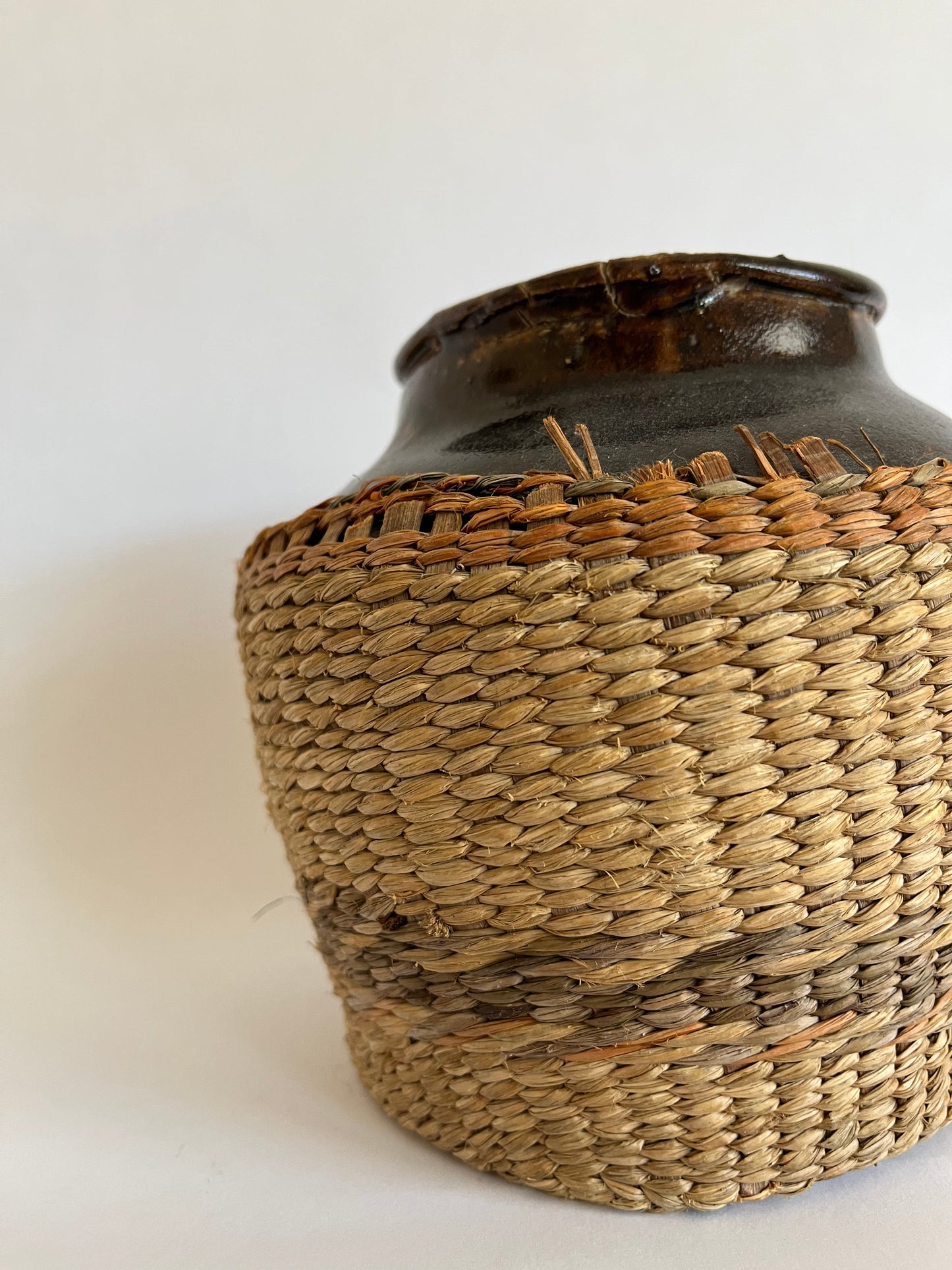 Rattan Wrapped Antique Vase