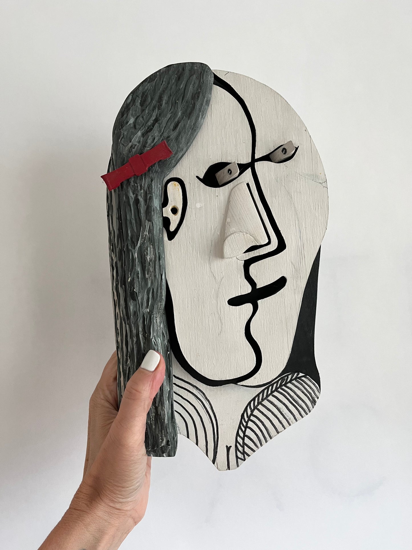 Cubist Wood Face Wall Hanging