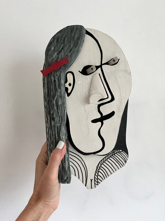 Cubist Wood Face Wall Hanging